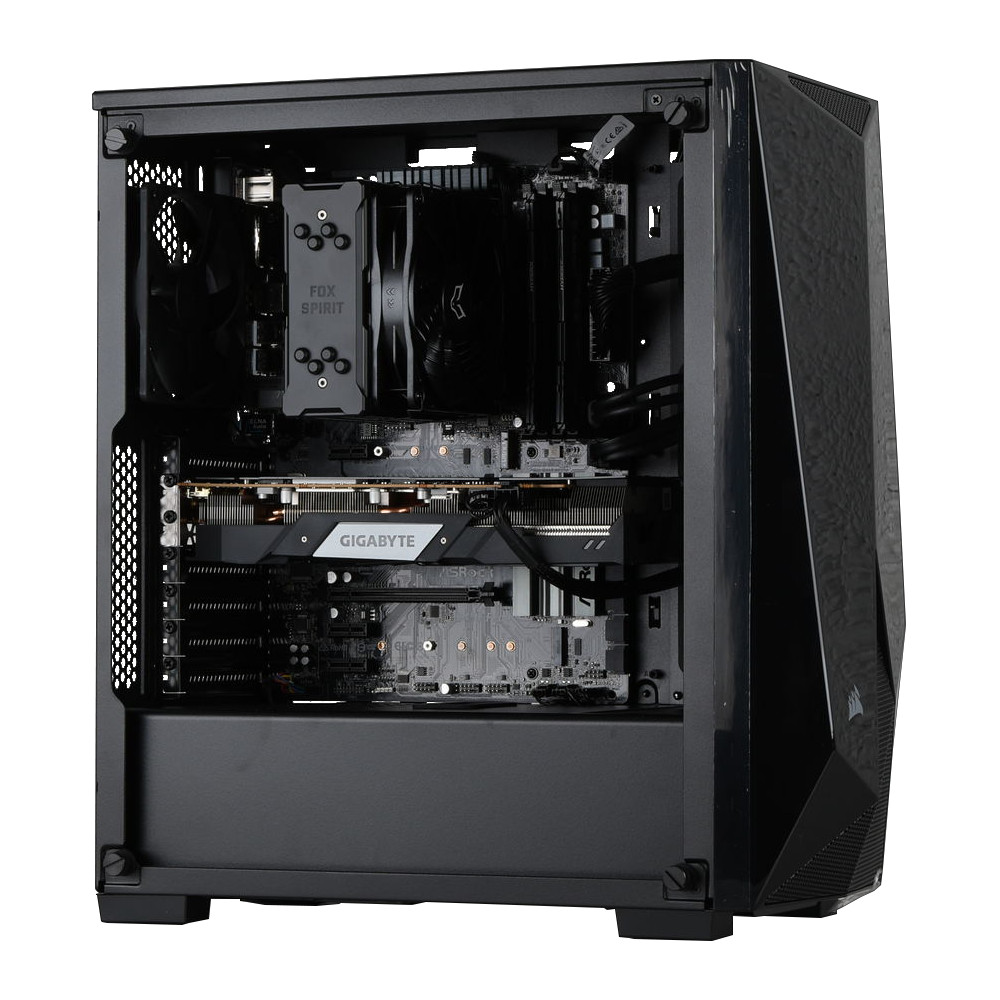 Boitier ordinateur ouvert montrant des composants 